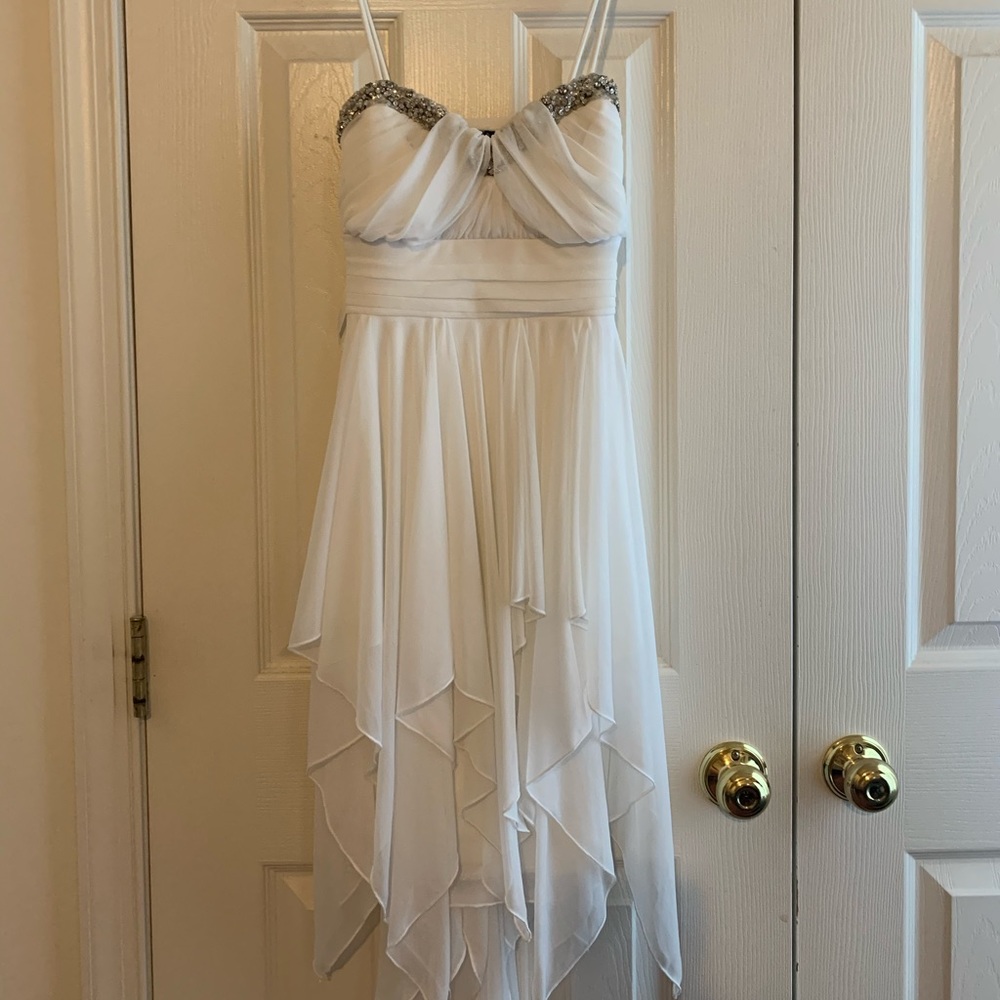 White high low dress with beaded top